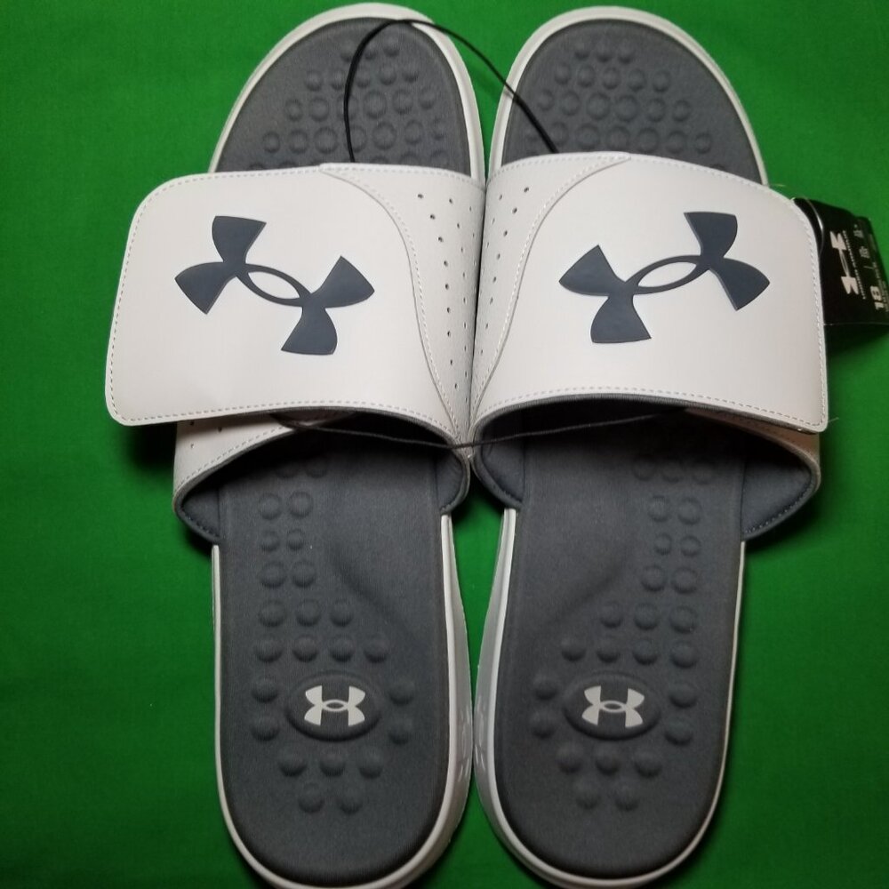 Under Armour Ignite Pro Slides Men Size 18 Black Gray Sandals‎ Big & Tall NWT